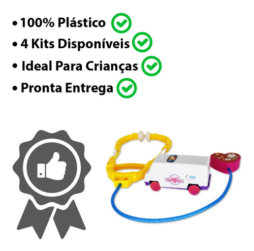 Imagem 5 de 6 de Kit Médico Infantil Brinquedo Ambulância Termômetro 11 Peças