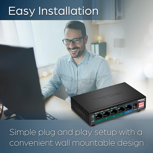 Switch Poe+ Gigabit De 5 Puertos Trendnet, Interruptor Dip