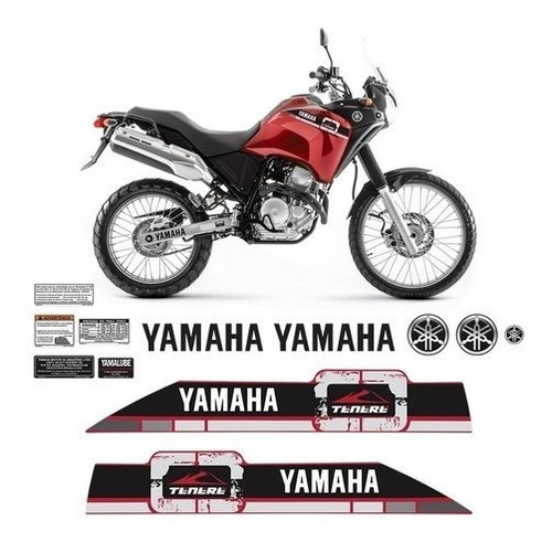 Kit Adesivo Tenere 250 2015/2016 Moto Yamaha Emblemas Tanque Cor Preto