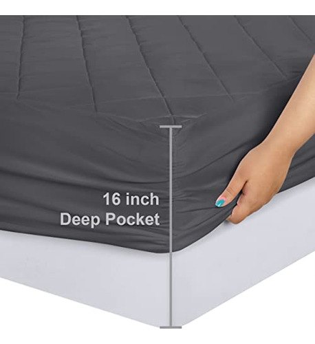 Protector Para Colchon Ajustable Tamaño Queen Color Gris Gris Geométrico Queen