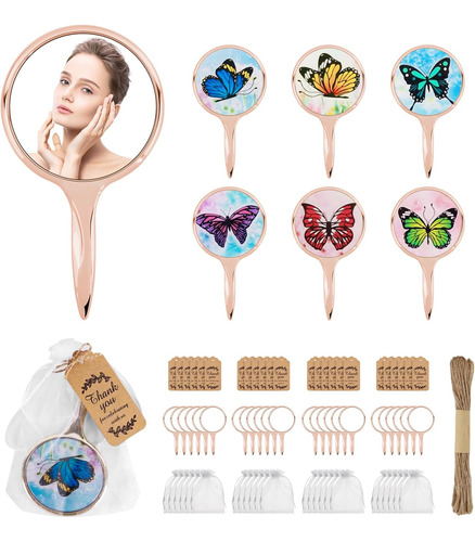 24 Espejos Compactos De Mariposa Para Invitados, Pequeños Es