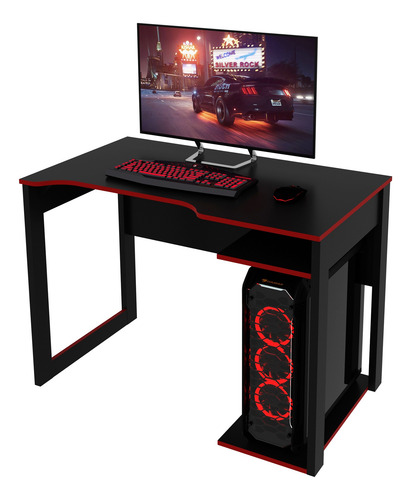 Imagen 4 de 8 de Mueble Escritorio Gamer Moderno Negro/rojo Me4161.0001