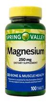 Comprar Magnesio Spring Valley de 250 mg con 100 comprimidos sin sabor para la salud ósea y muscular suplemento dietético impulso nutricional a tu salud nerviosa muscular y cardíaca