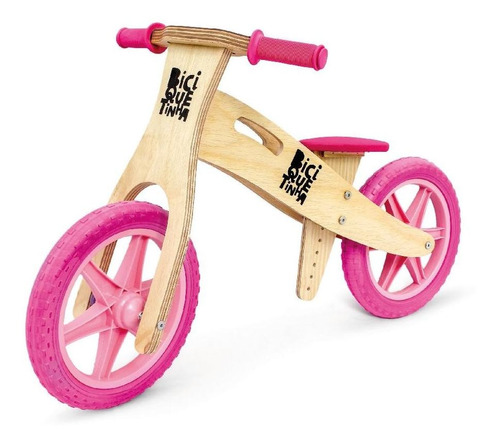 Bicicleta De Equilíbrio Sem Pedal Wooden Rosa