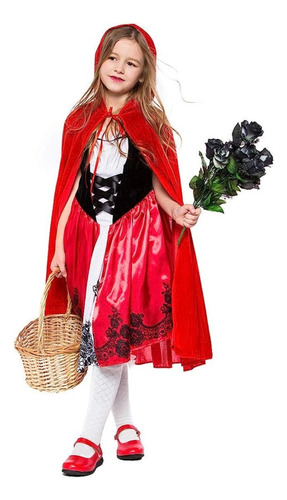Caperucita Roja Disfraz Niña Con Capa Infantil.