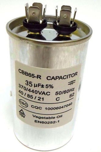 Imagen 1 de 1 de Capacitor Metalico Aire Acondicionado 35uf
