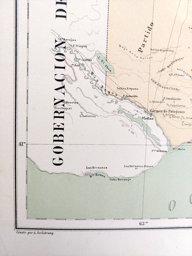 Mapa 1886 Buenos Aires Sudoeste Telegrafos Ferrocarriles (Usado)