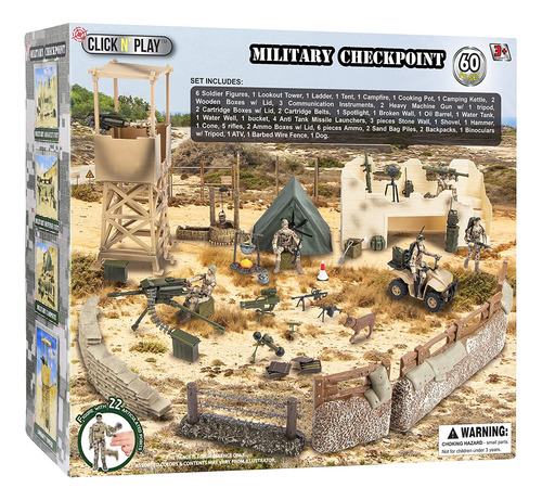 Click N Play Juego De 60 Piezas Con Accesorios Militares Che