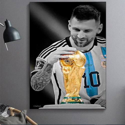 Cuadro Decorativo Artistico Messi Copa Mundial Qatar 40x60cm