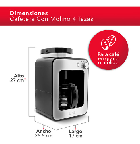 Cafetera Eléctrica Con Molino Rca Rc-caf4 Color Negro Negro