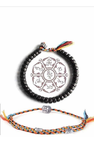 Set Pulsera Tibetana Protección, Abundancia Y Pulsera Buda Diámetro 18 Cm