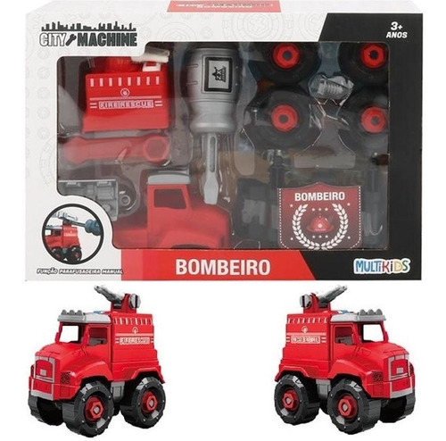 Caminhão Bombeiros City Machine Brinquedo Desmontável Br1698