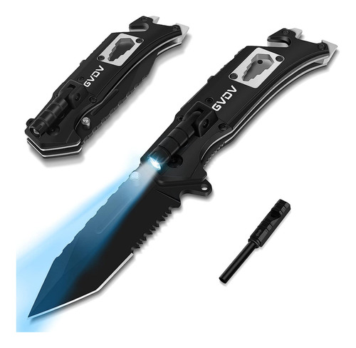 Gvdv Cuchillo De Bolsillo Con Luz Led - Cuchillo Táctico Ple