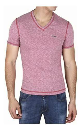 Playera Cuello V Jaspe Slim Fit Manga Corta Para Hombre