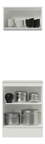 Kit 60 Cm 100% Mdf 2 Portas E 1 Suspensa Smart Madesa Cor Branco
