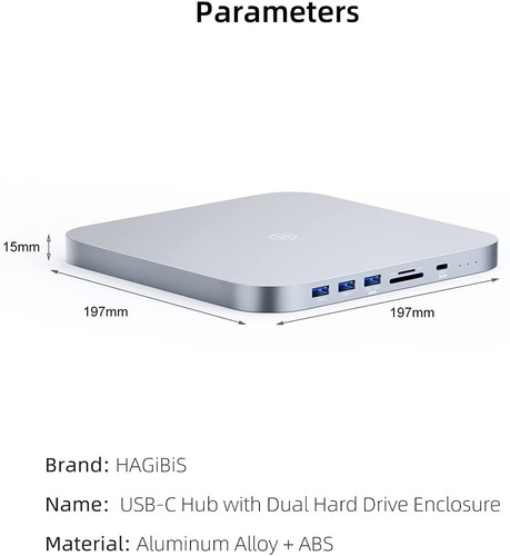 Hub Case Cubo Usb 3.1 Leitor + Displayport Hd Ssd Mac Silver