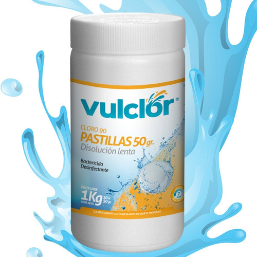 Cloro Pileta Piscina - Pastillas 90 Vulclor 50 Gr. X 1 Kg