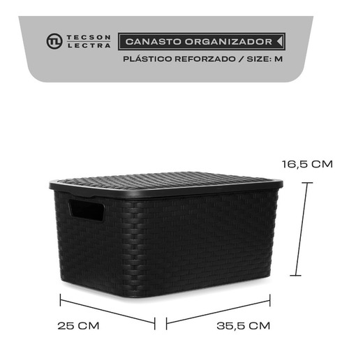 Imagen 3 de 10 de Caja Organizadora Símil Rattan Mediano Pack Por 3 Oferta!!!!