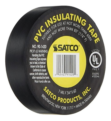 Satco Products 901420 Electrical Tape Black 34inch By 60feet