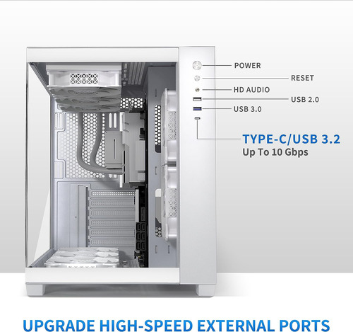 Carcasa Para Pc Atx, 5 Ventiladores Pwm Argb Preinstalados,
