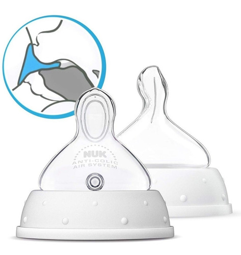 Imagen 5 de 10 de 2 Tetinas 6-18 Meses Nuk Para Mamadera First Choice+ Flujo M