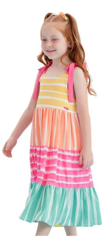 Imagem 1 de 5 de Vestido Infantil Listrado Mon Sucré Colorido Fruta Cor 21184