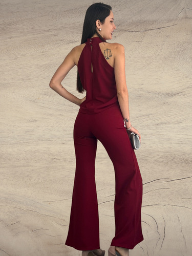 Conjunto Olivia Con Abertura ,cómodo,elegante,fiestas,mujer Bordó Xl