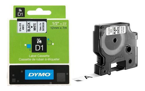 Cinta Rotulador Dymo D1 1/2  Negro/blanco 45013