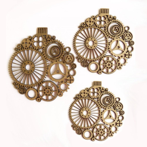 Adorno Steampunk Laser Cut Aglomerado  3 Pieza