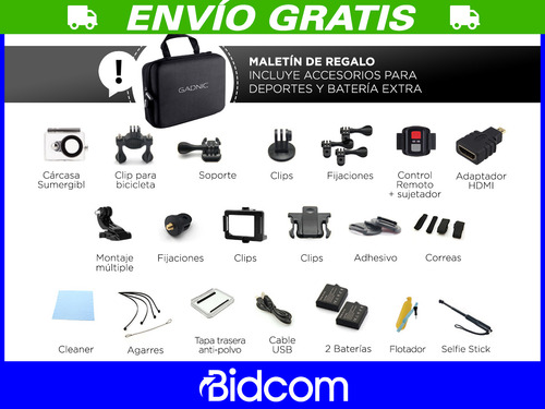 Imagen 3 de 10 de Camara Para Deportes Gadnic 4k Pantalla Touch Sumergible 30m