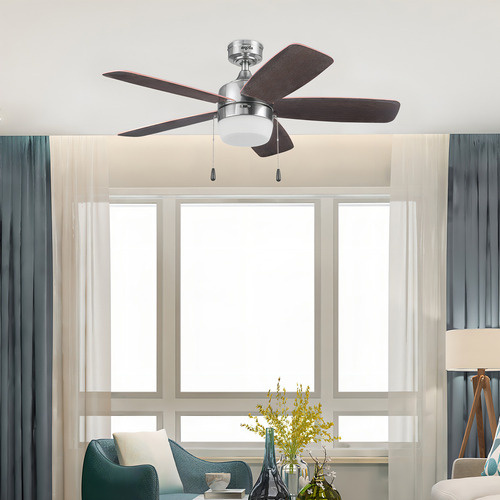 Ventilador de techo Lugo Led Cct 44 Pulgadas Níquel Cepillado Cinco Aspas Coolfan