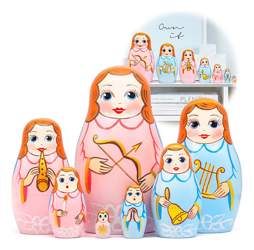 Angels Russian Nesting Dolls Set 7 Pzas Guardian Angel Figur