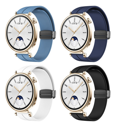 4 Correas 18mm Para Huawei Watch Gt4 41mm Silicona Magnética