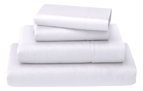 Set De Sábanas De Bambú 100% 1.5 Plz Blanco