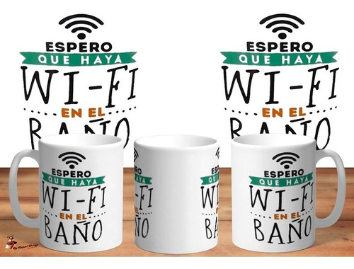 Taza De Ceramica Frases Espero Que Haya Wi Fi En El Baño