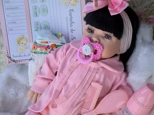 Boneca reborn brinquedos boneca bebê reborn barata com prendedor de chupeta  mamadeira fralda descartavel ED1 brinquedos