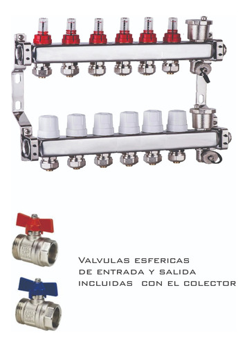 Colector De 6 Circuitos Acero Inoxidable Piso Radiante