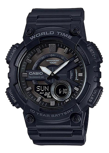 Reloj Casio Caballero Modelo Aeq-110w-1bvcf Color de la correa Negro Color del bisel Negro Color del fondo Negro