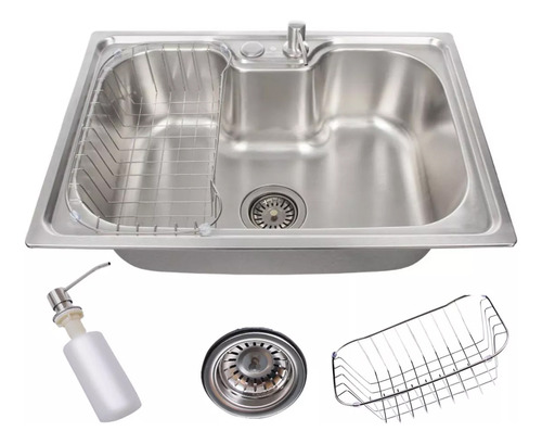 Cuba Sobrepor Cozinha Gourmet 68x42cm Aço Inox Acessórios