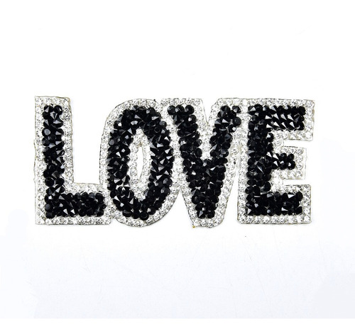 Aplique Termoadhesivo Love Con Strass X 2 Un Exclusivo Unico