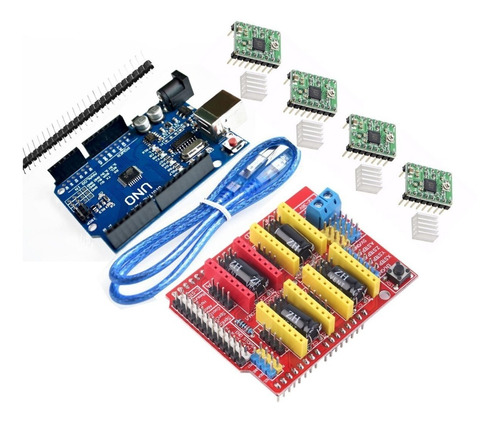 Kit Cnc Shield V3 Com Uno Com Cabo Usb Com 4 A4988