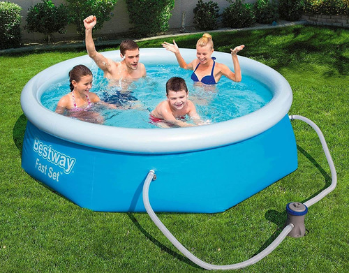 Piscina Inflable Familiar Bestway 2.44mx66cm Con Filtro Agua