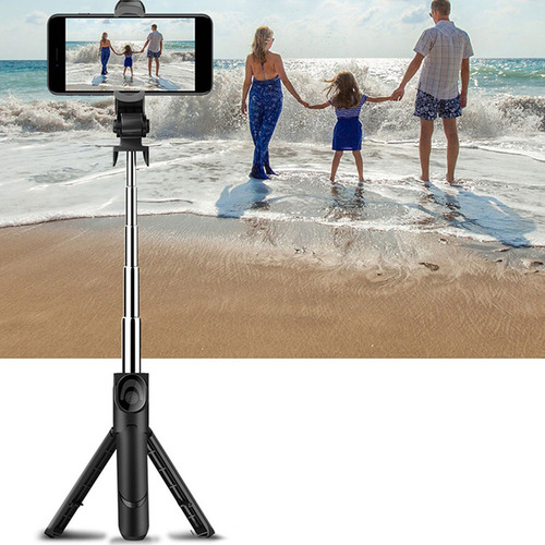 A Todo En 1 Palo Selfie Trípode Bluetooth De Mano Negro