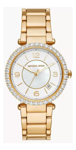 Relógio Mk Michael Kors Dourado Feminino Brilhante Analógico Cor do fundo Branco