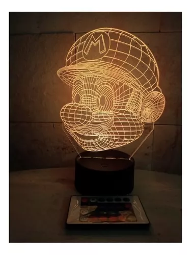 Lampara Led 3d Rgb Holograma Con Control Mario Bross Gamer