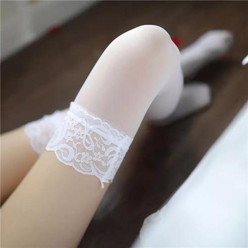 Medias Altas De Encaje Pantimedias Transparentes De Silicona