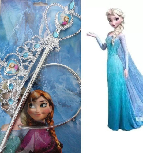  Kit De Elsa Anna Corona + Cetro Princesa Frozen Disfraz