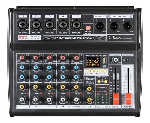 Imagen 3 de 4 de Consola Potenciada 300w Parquer Kw05mt Bluetooth Usb