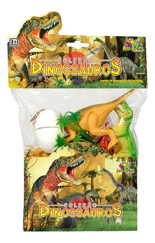 Conjunto Dinossauro Pacote C/4 Dinos 6 Acessórios Art Brink