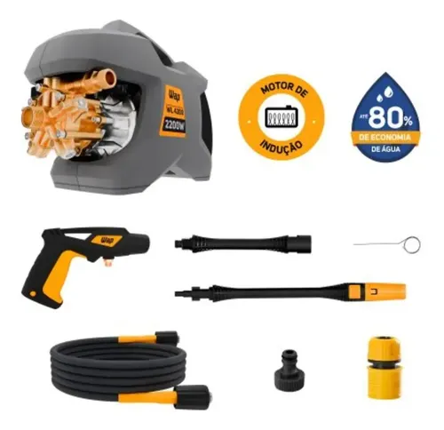 Lavadora de Alta Pressão WAP WL 4200 5 Pistões 2200w 1305psi 510l/h Com Jato Regulável e Motor de Indução 220V